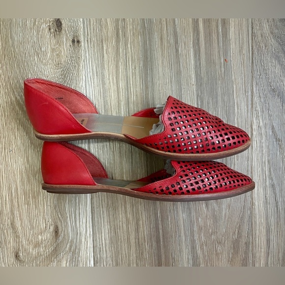 Dolce Vita Laynie D'Orsay Perforated Leather Flats Slide Orange-Red Women's US6 - Picture 4 of 5